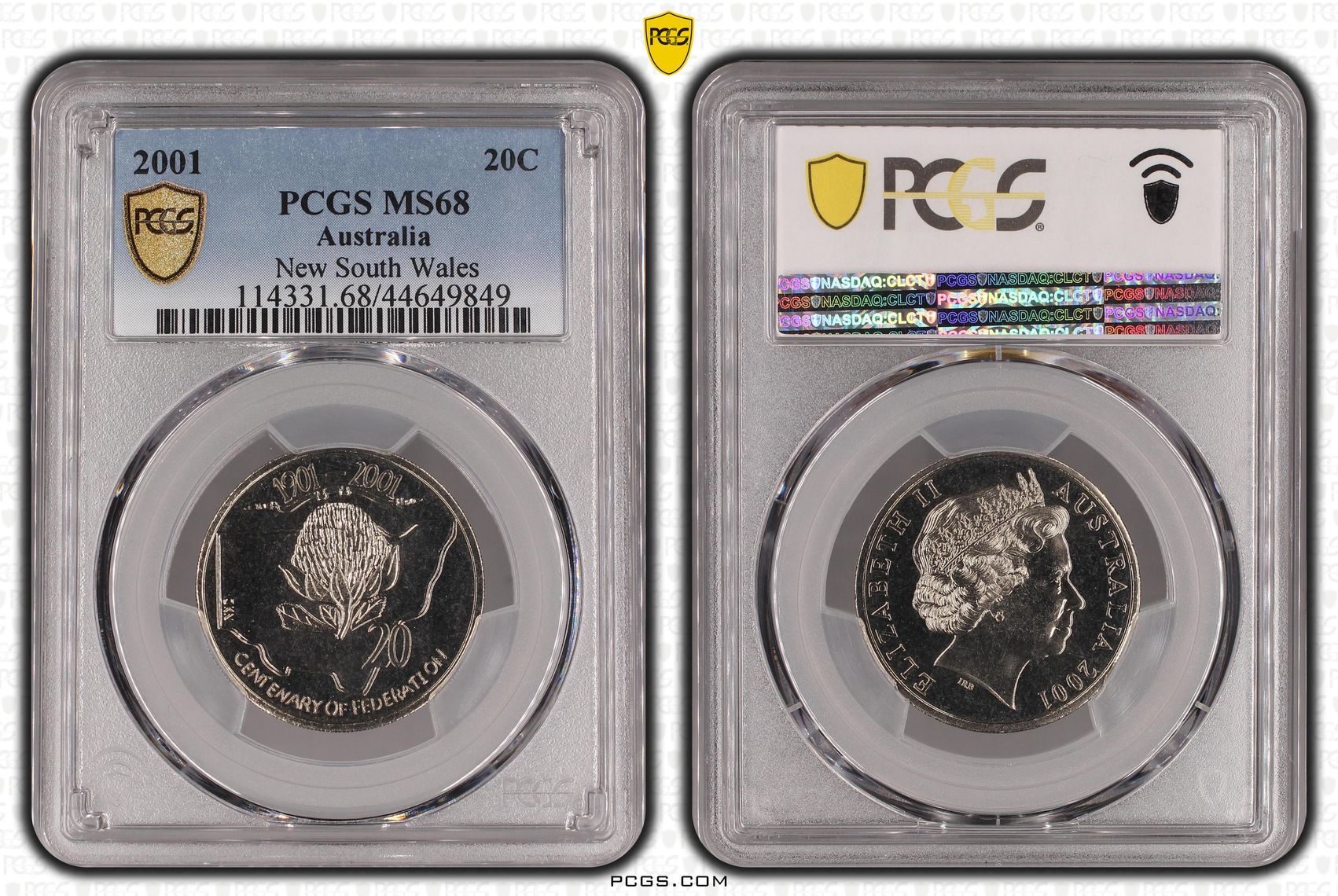 2001 Australia Twenty Cent, 20c New South Wales PCGS - MS68 POP 17/0 -849