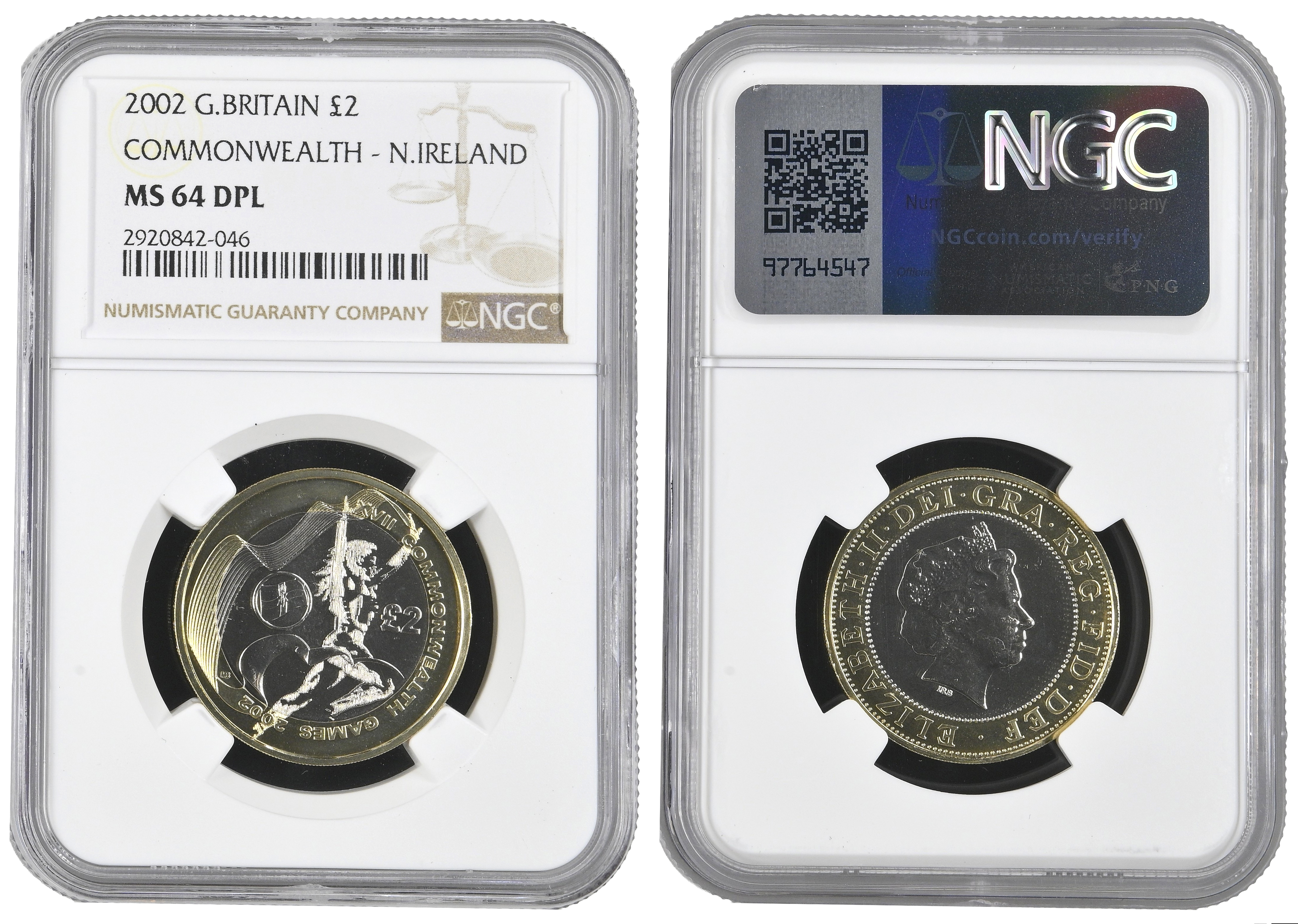 Great Britain, 2002 G.Britain Commonwealth - N.Ireland Two Pound, NGC MS 64 DPL