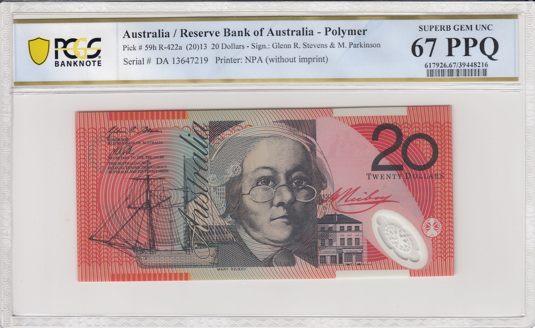 Stevens/Parkinson, Twenty Dollar, 2013, PCGS Superb Gem UNC 67 PPQ