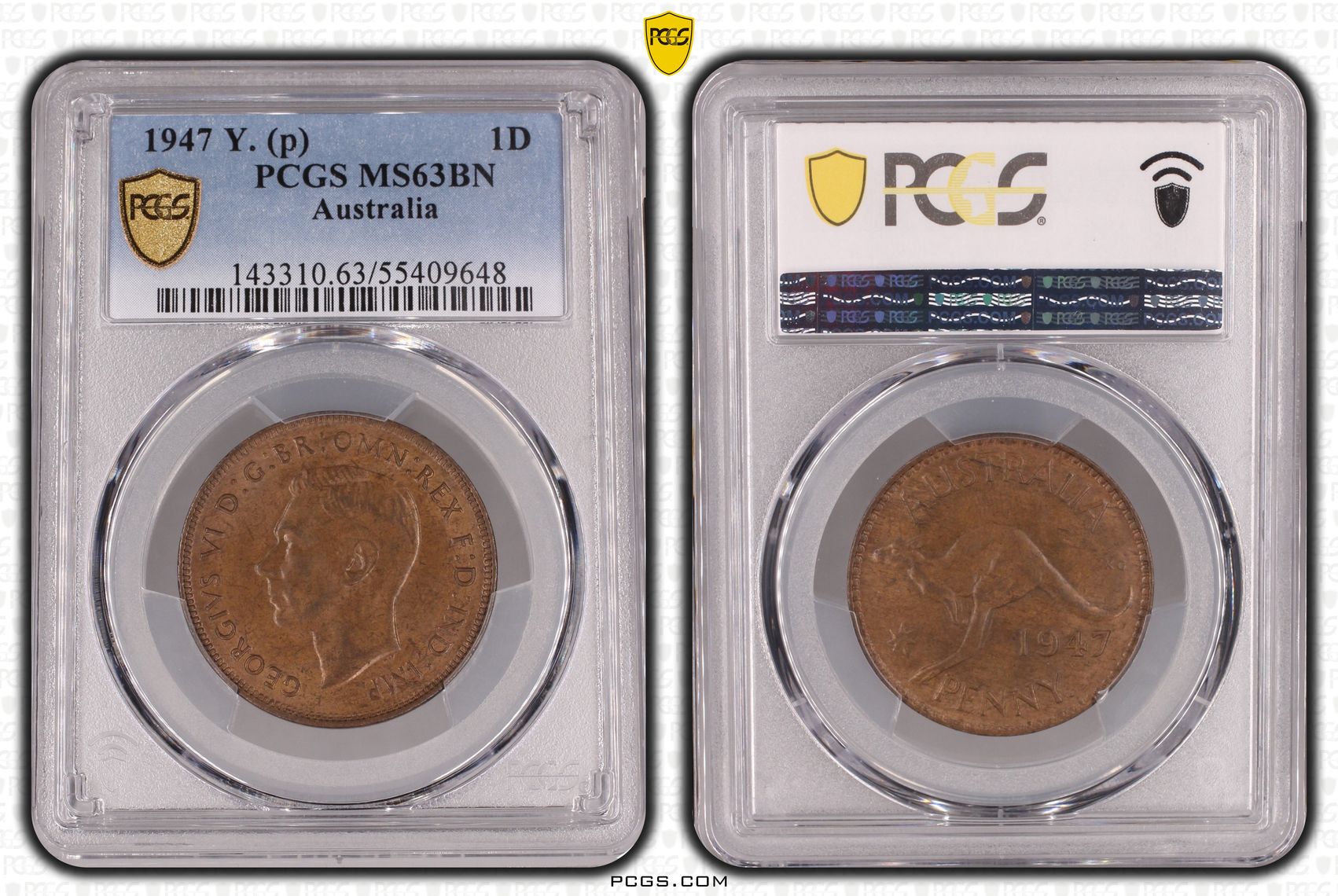 One Penny, 1947, PCGS MS63BN