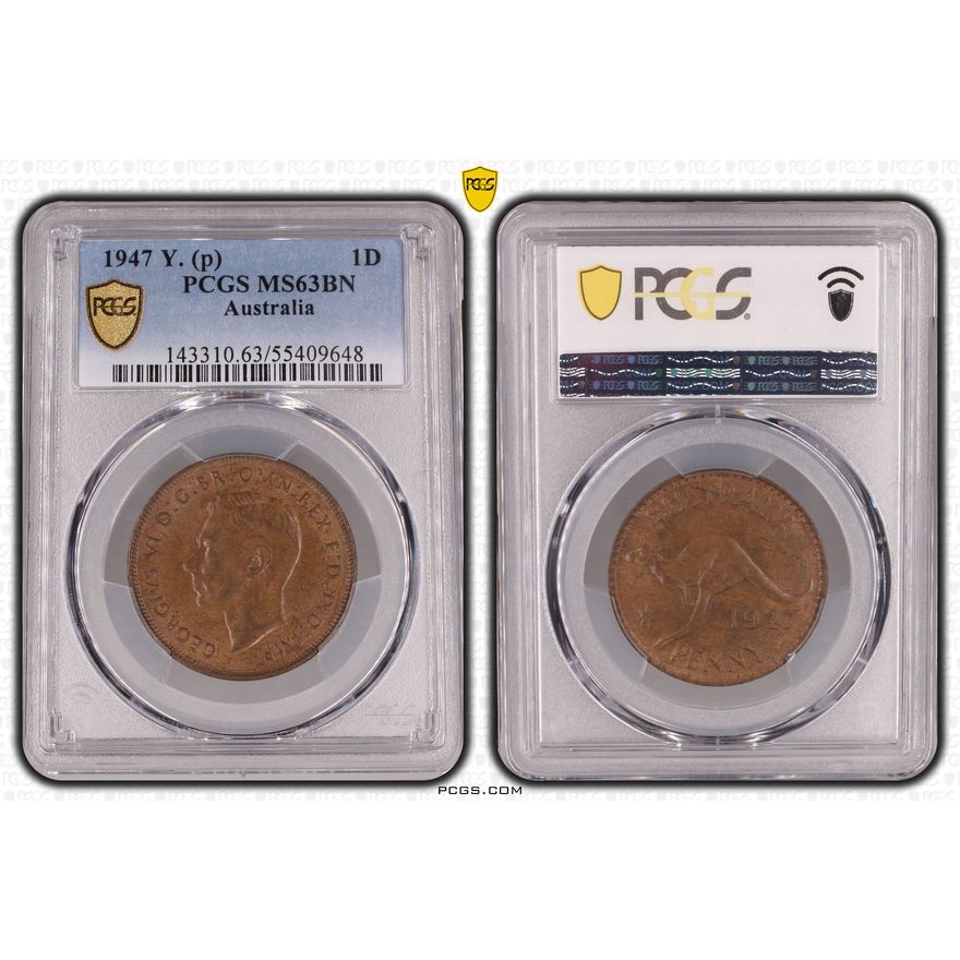One Penny, 1947, PCGS MS63BN