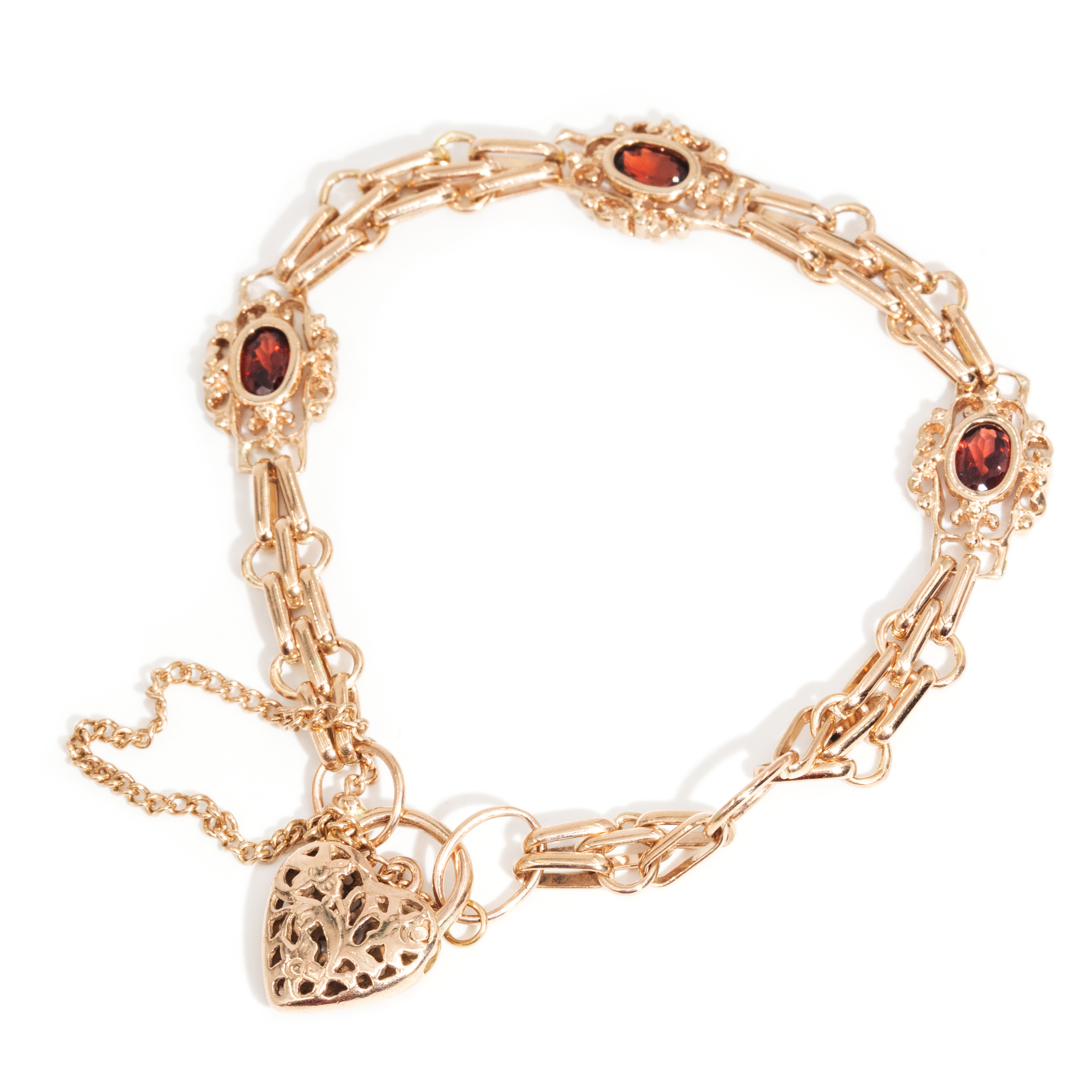 Garnet 9ct Rose Gold Bracelet,
