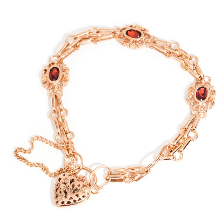 Garnet 9ct Rose Gold Bracelet,