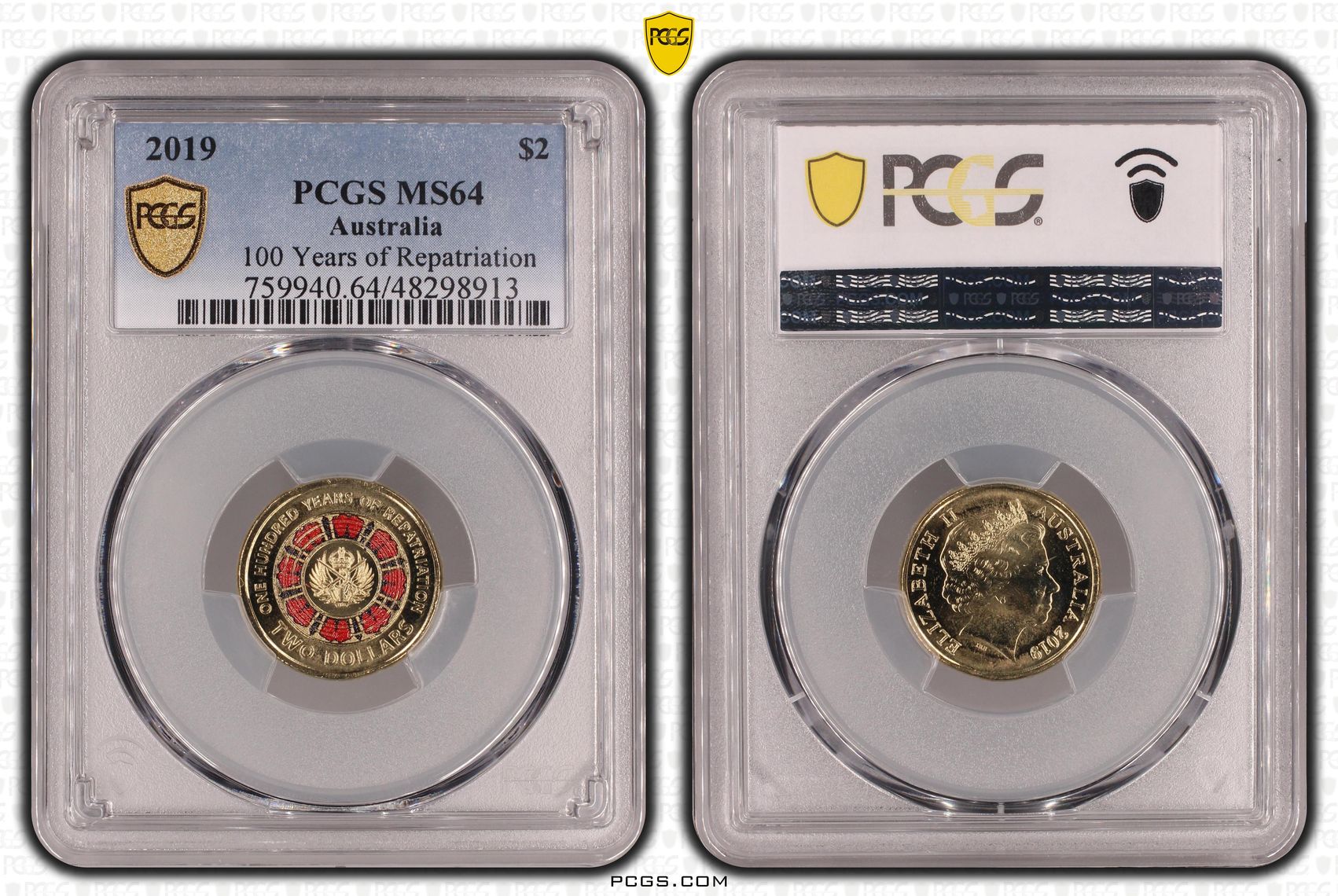 100 Years of Repatriation - Colorized, Two Dollar, 2019, PCGS MS64
