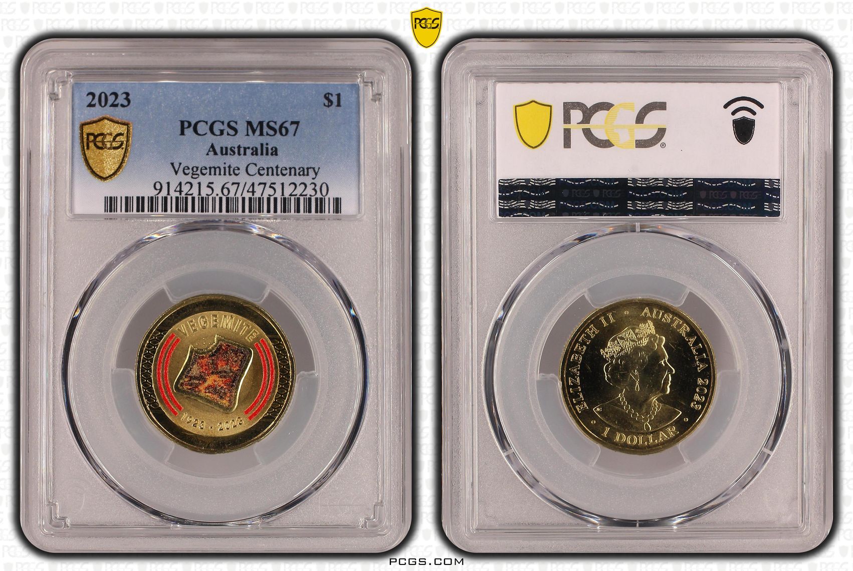 Vegemite Centenary, One Dollar, 2023, PCGS MS 67