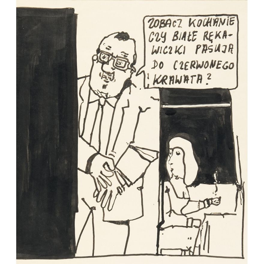 Andrzej Mleczko | Zobacz kochanie czy białe rękawiczki pasują do czerwonego krawata?