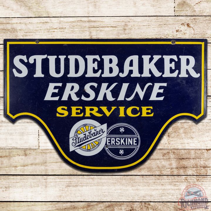 Studebaker Erskine Service Die Cut DS Porcelain w/ Logos