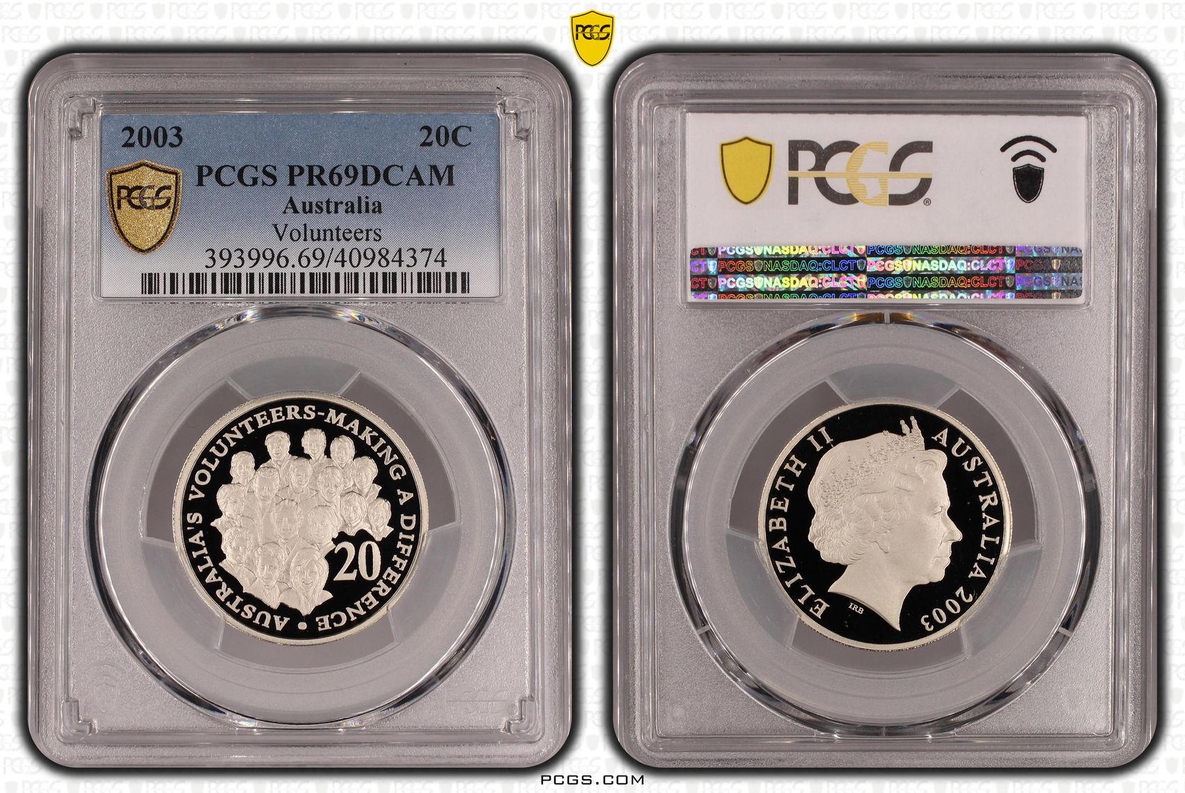 Elizabeth II, Volunteers, Twenty Cent, 2003, PCGS PR69DCAM