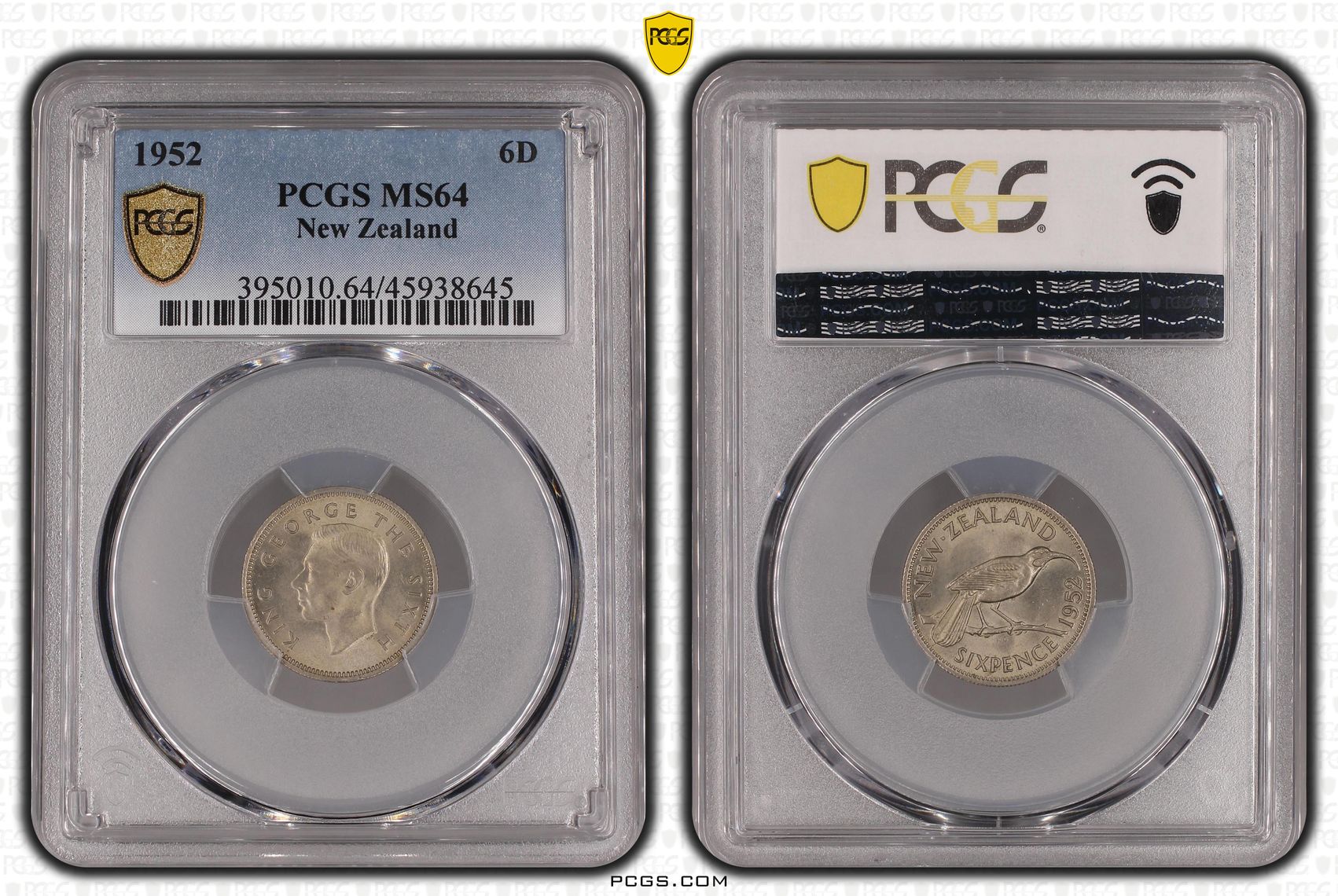 1952 New Zealand Sixpence PCGS - MS64 -645