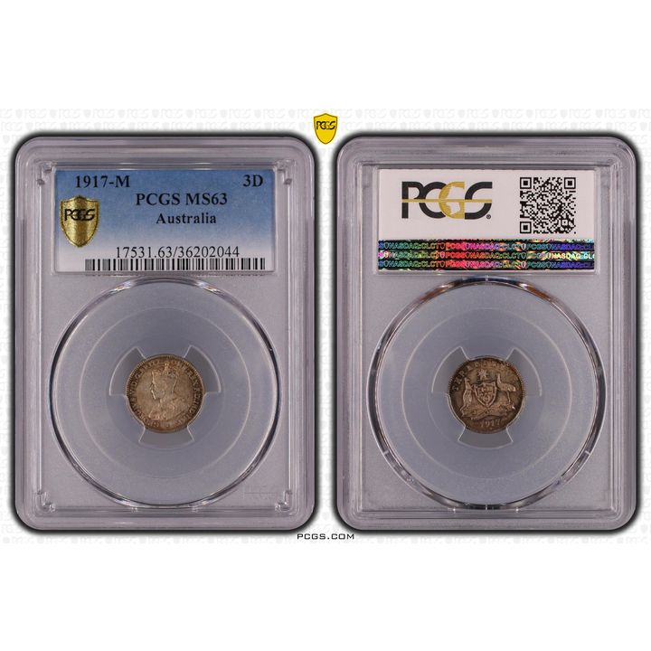 George V, Threepence, 1917-M, PCGS MS 63