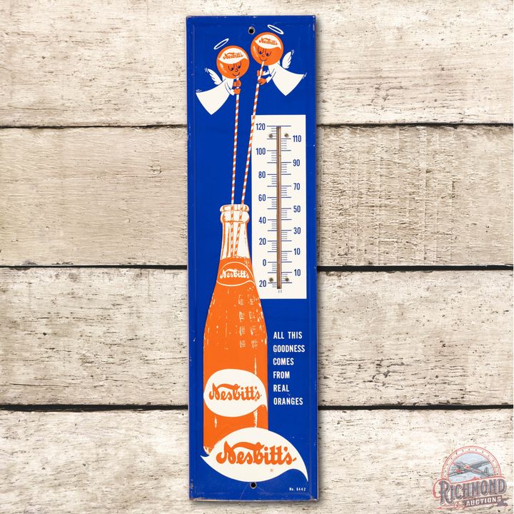 Nesbitt's Bottle & Two Angels Metal Thermometer TAC 8.5