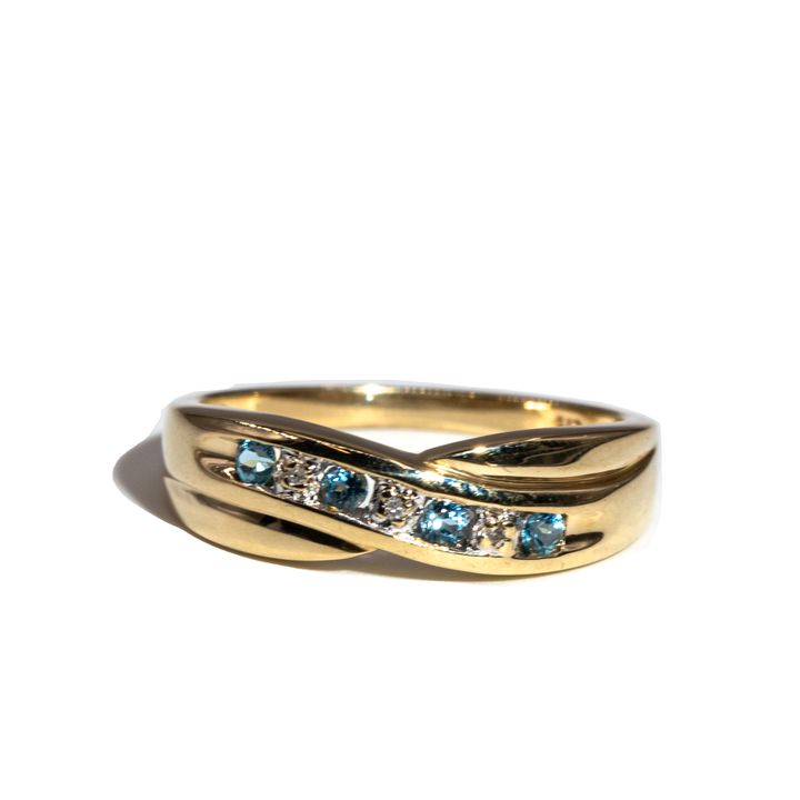 Diamond & Topaz 9ct Gold Ring,