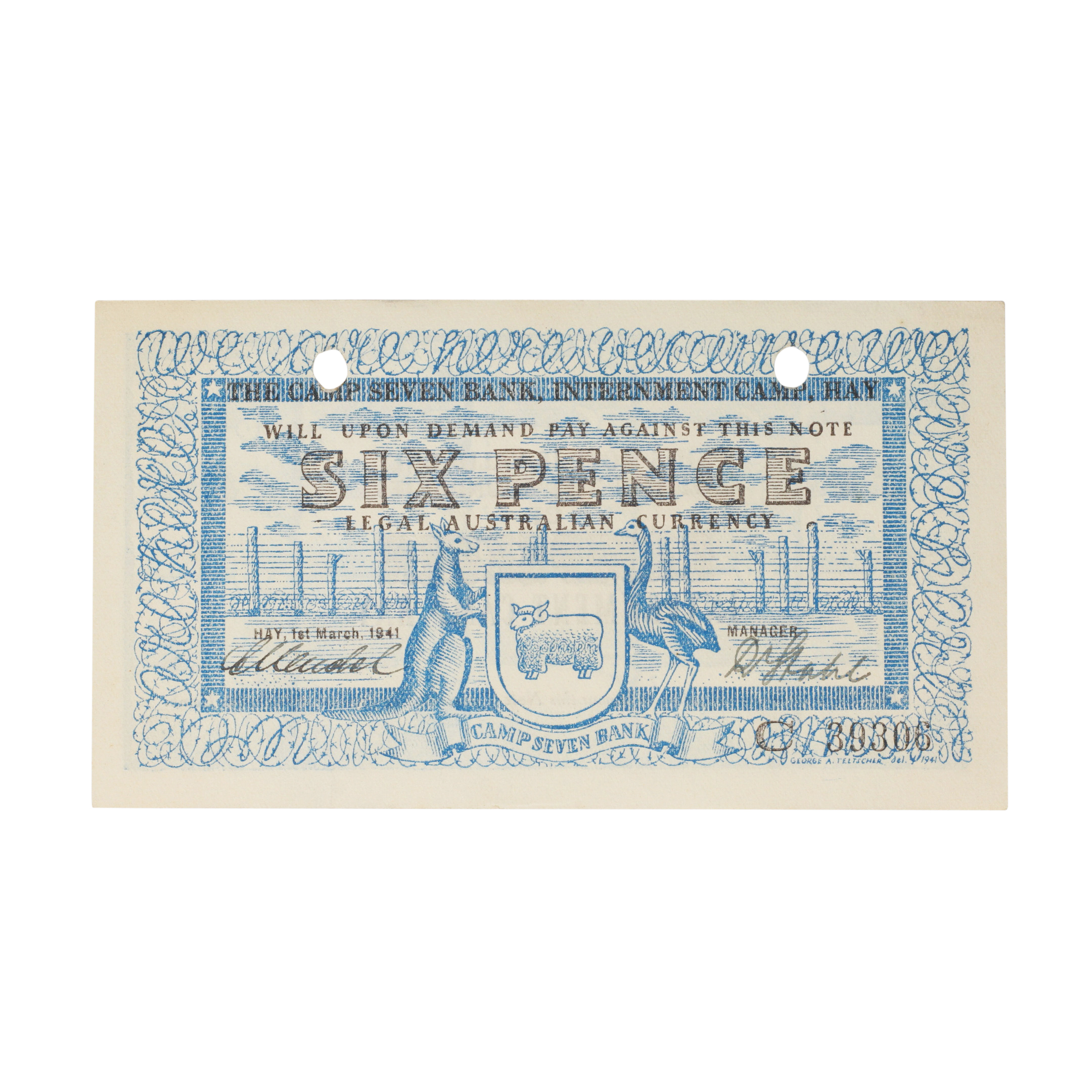 119. · Hay Internment Camp, Sixpence,  1941, UNC