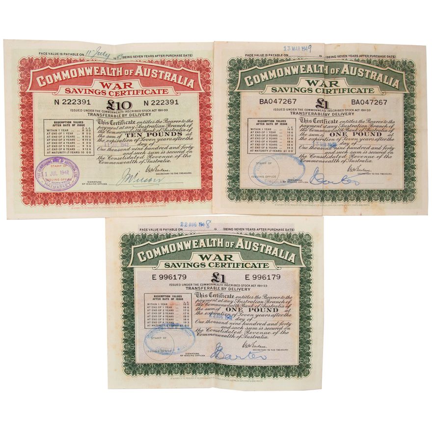 Accumulation, WWII War Savings Certificates, F - VF