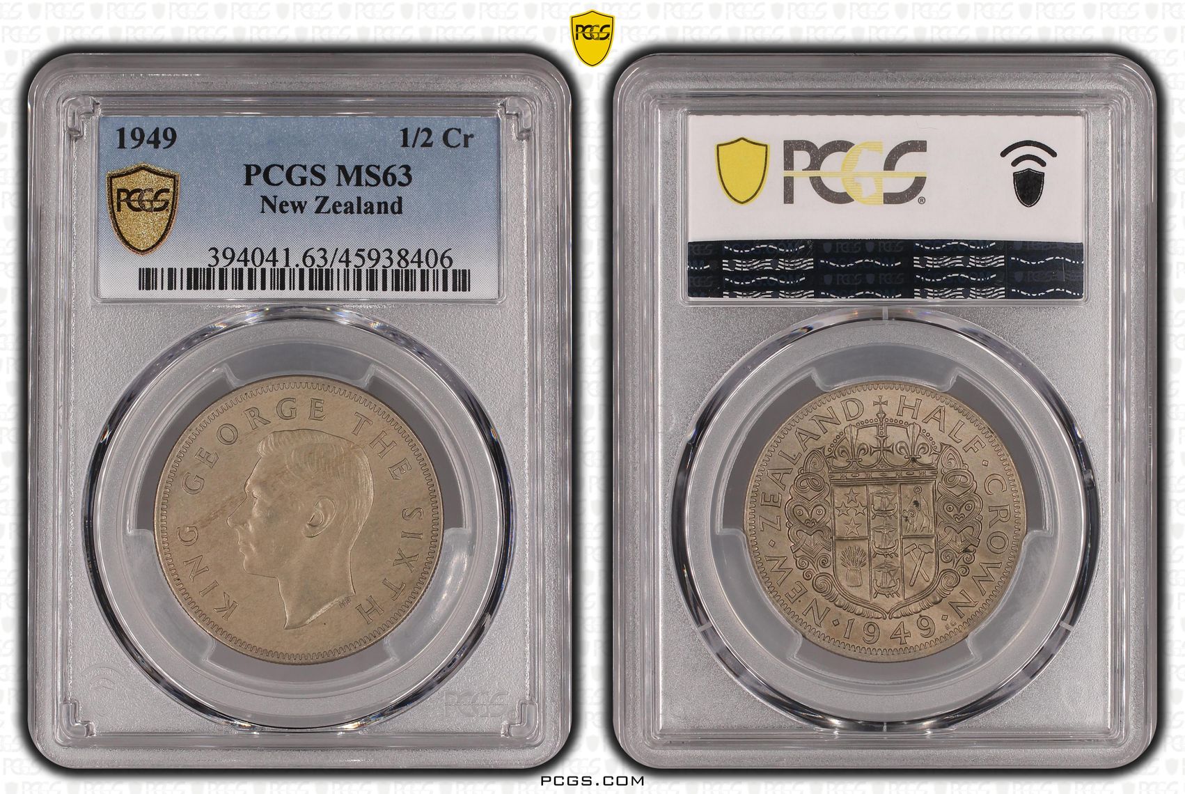 1949 New Zealand 1/2 Crown PCGS - MS63 -406