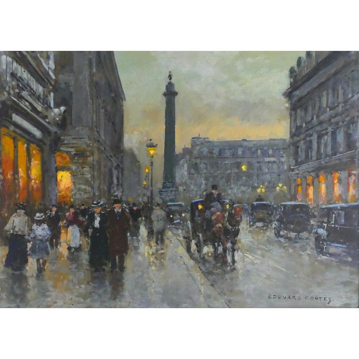 Edouard Cortes ''Rue de la Paix, Vendome'' Oil