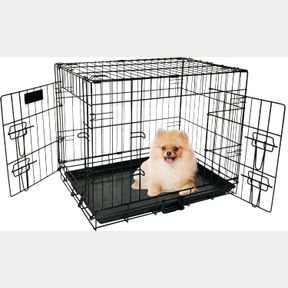 YIVKE DOG CRATE, 30-INCH DOG CAGE DOUBLE DOOR FOLDABLE DOG KENNEL WITH LEAK-PROOF TRAY, METAL WIRE HEAVY DUTY PET ANIMAL CRATE FOR