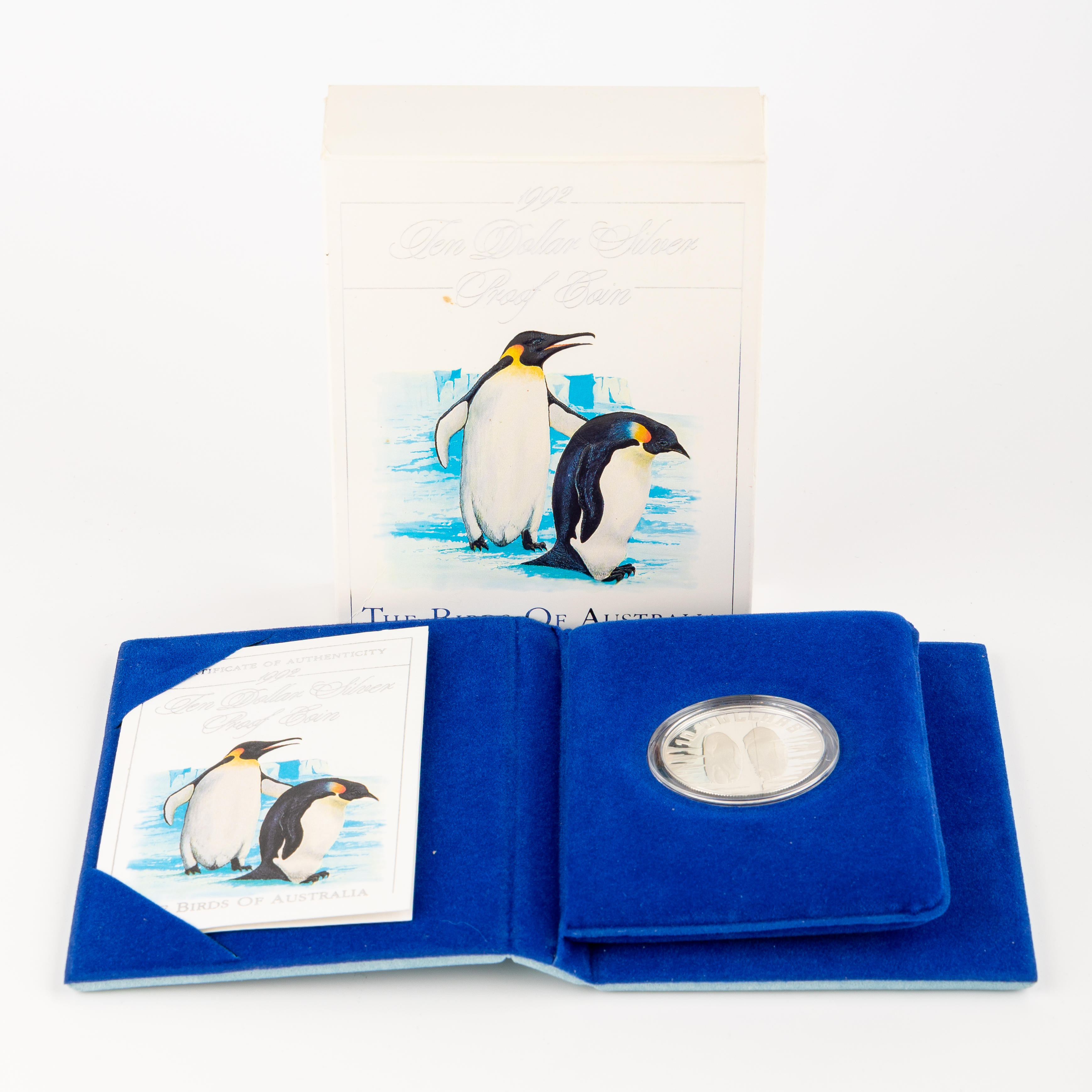 Birds of Australia Silver Proof Coin - Emperor Penguin, Ten Dollars, 1992, PCGS