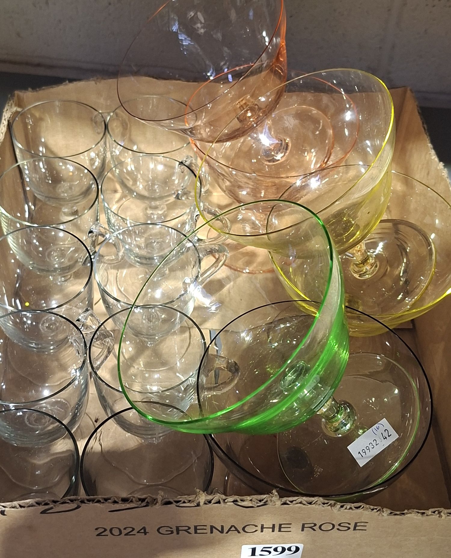 6 Vintage Harlequin Coloured Sherbet Glasses