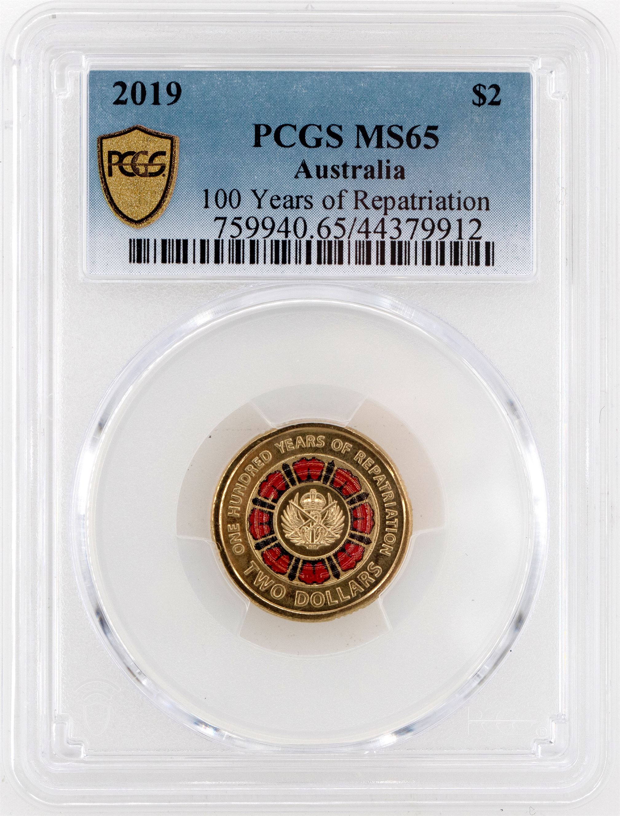 2019 Australia Two Dollar, $2 100 Years of Repatriation PCGS - MS65 -912