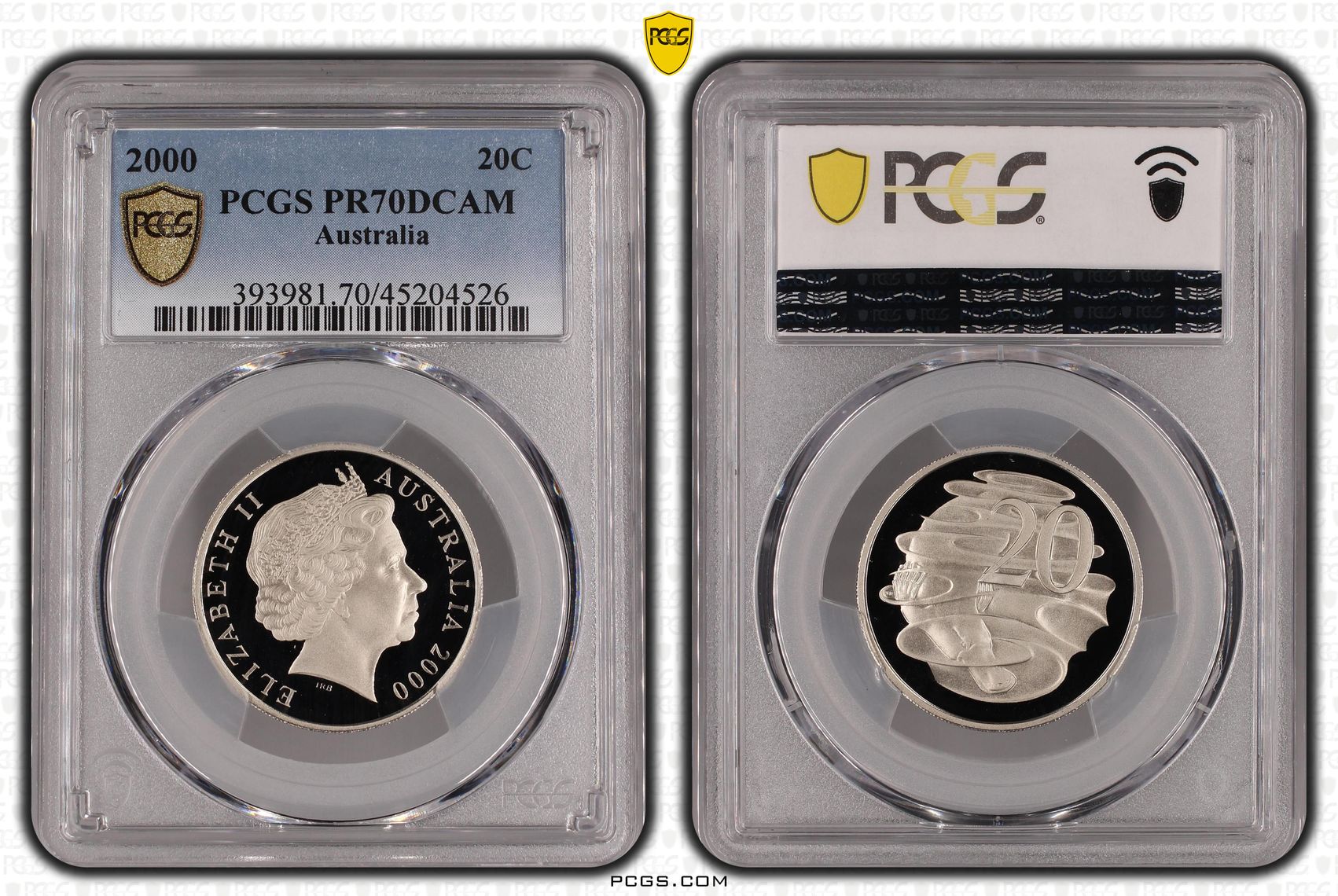 Top pop, Twenty Cent, 2000, PCGS PR70DCAM
