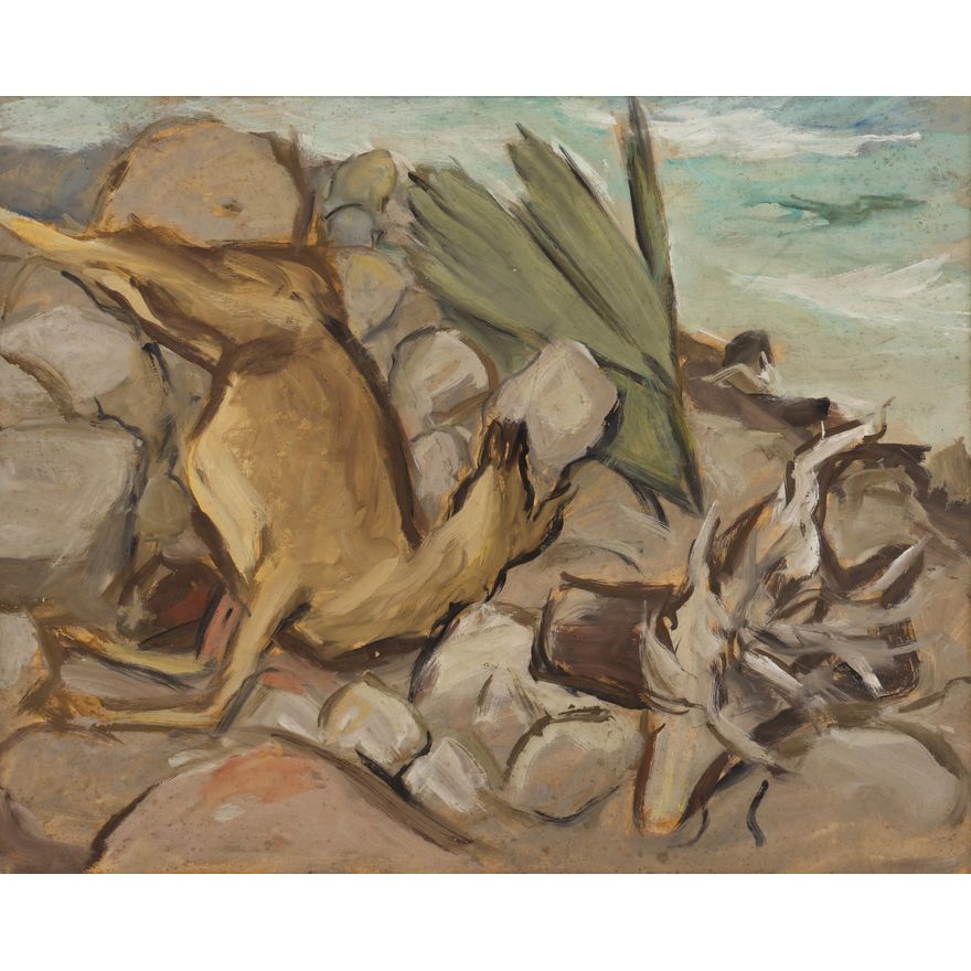 Arthur Runquist ''Death Among the Rocks'' Oil