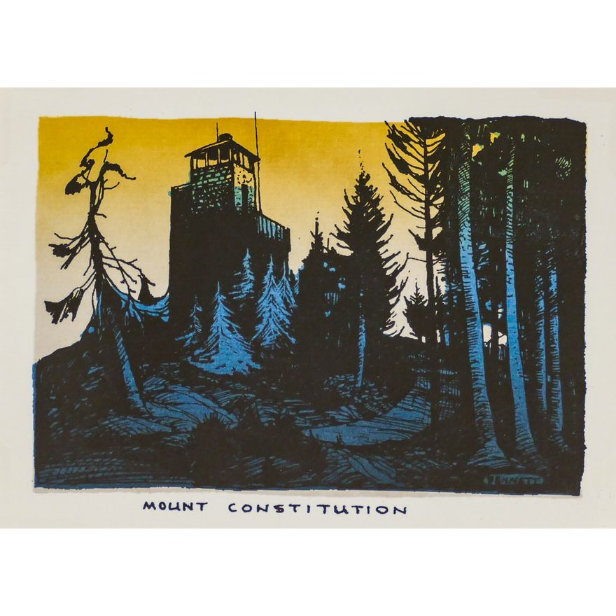 Elton Bennett ''Mount Constitution'' Signed Serigraph Sheet 5''x6.25''