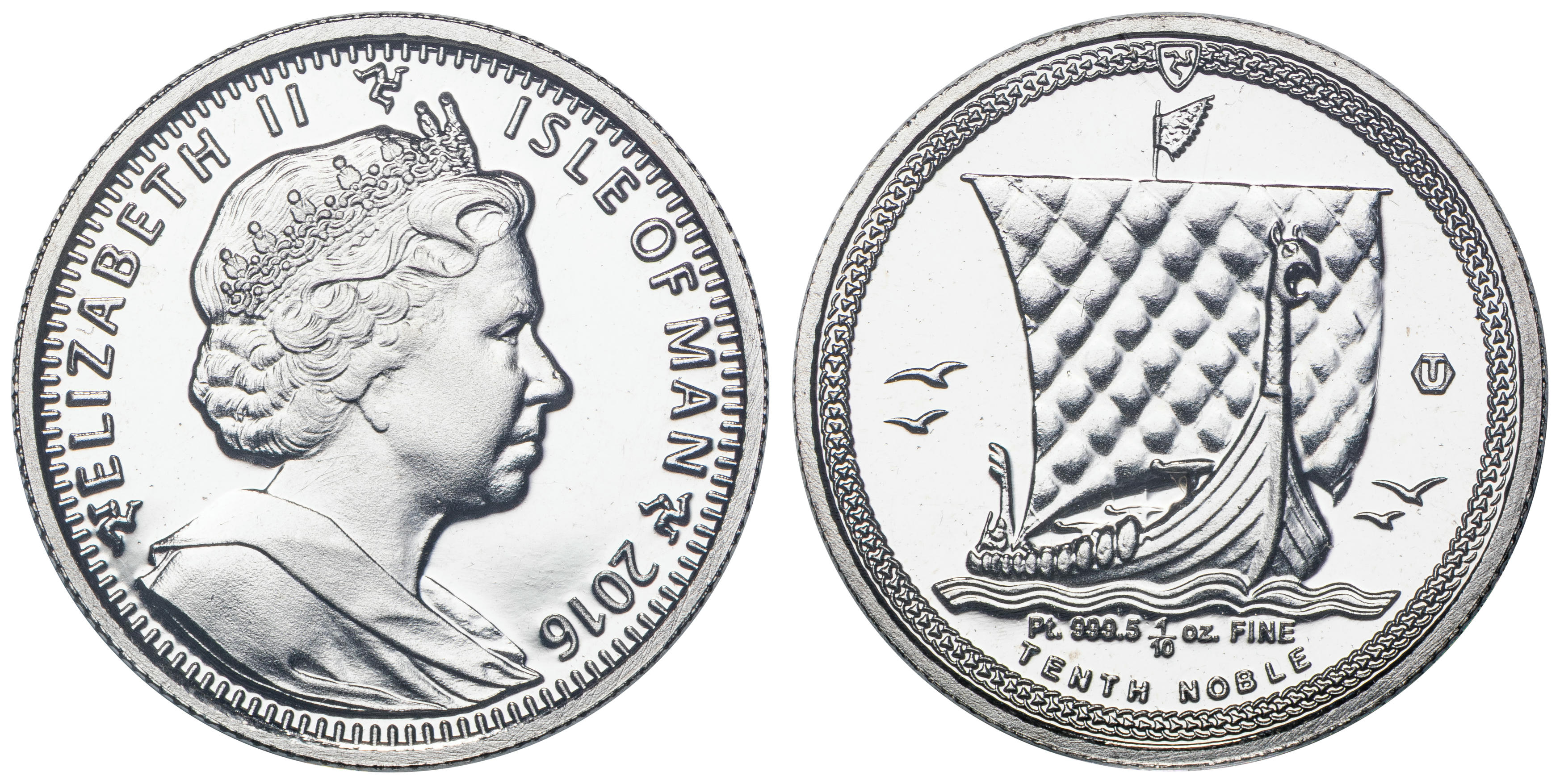 Isle of Man, Elizabeth II, Viking Longboat - Rank-Broadley Bust, 1/10 Noble, 2016, FDC
