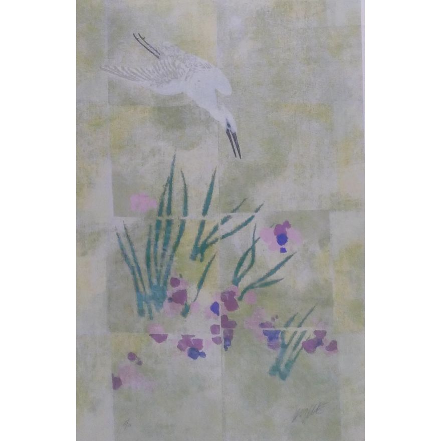 Max Hayslette 'Heron's One' Artist Proof Lithograph Gallery Framed- 44x35''