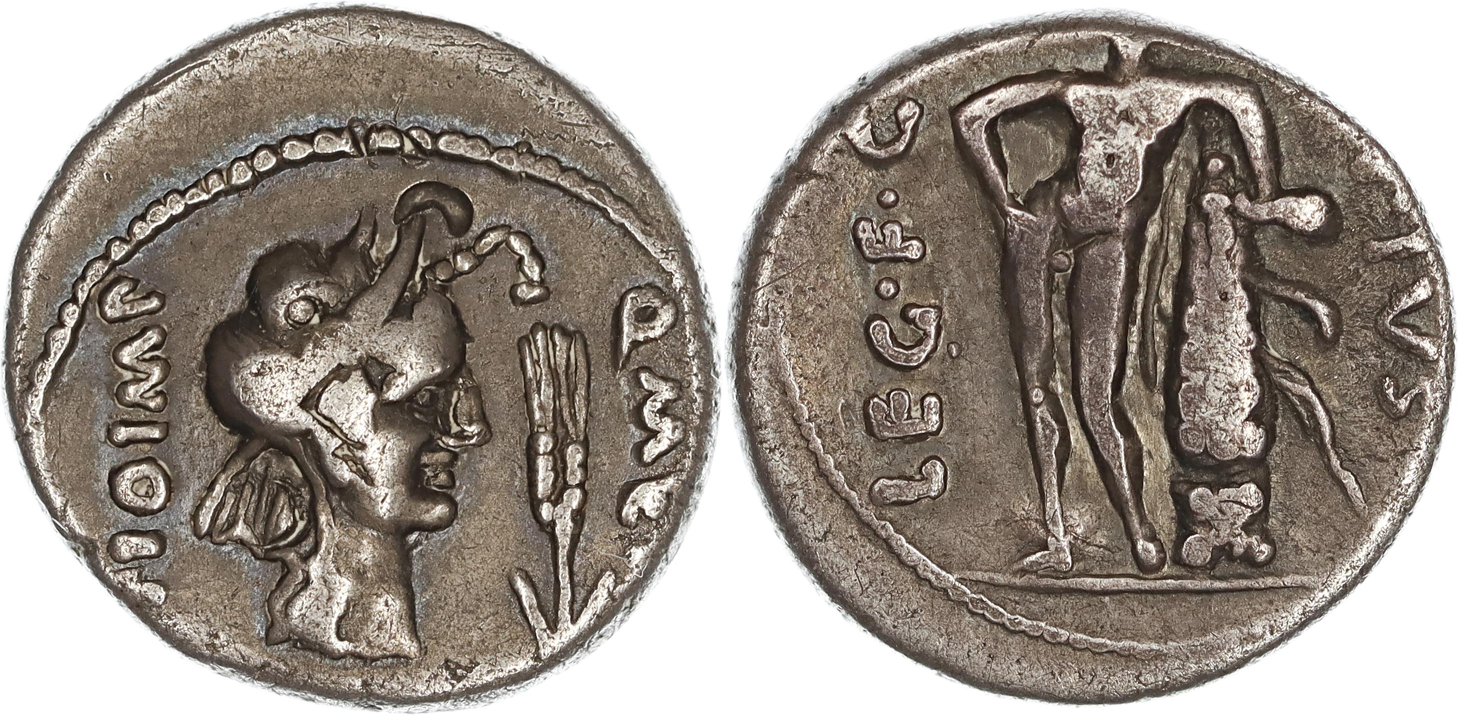 Roman Republic, Imperatorial Period, Q. Caecilius Q.f. Q.n. Metellus Pius Scipio Nasica, Silver Denarius, 47-46 BC, gF-nVF