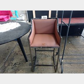 JULIA HIGHTOP BARSTOOL BLACK FRAME PU LEATHER - BROWN