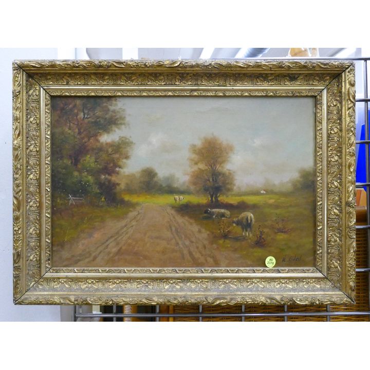 A. Vidal Impressionist Pasture Scene Oil on Canvas Framed- 16x22''