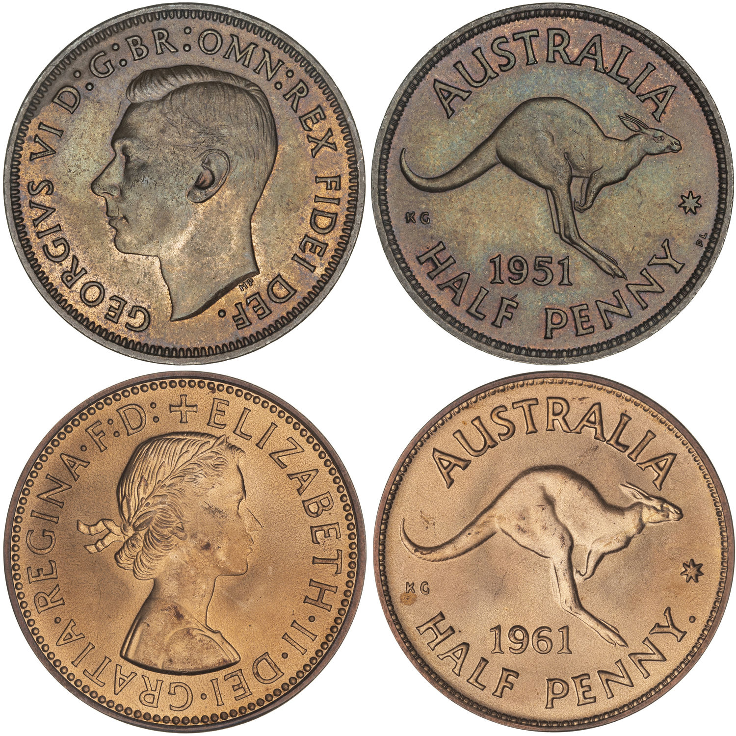 George VI - Elizabeth II, Halfpenny, 1951-PL - 1961-Y., CHU - FDC