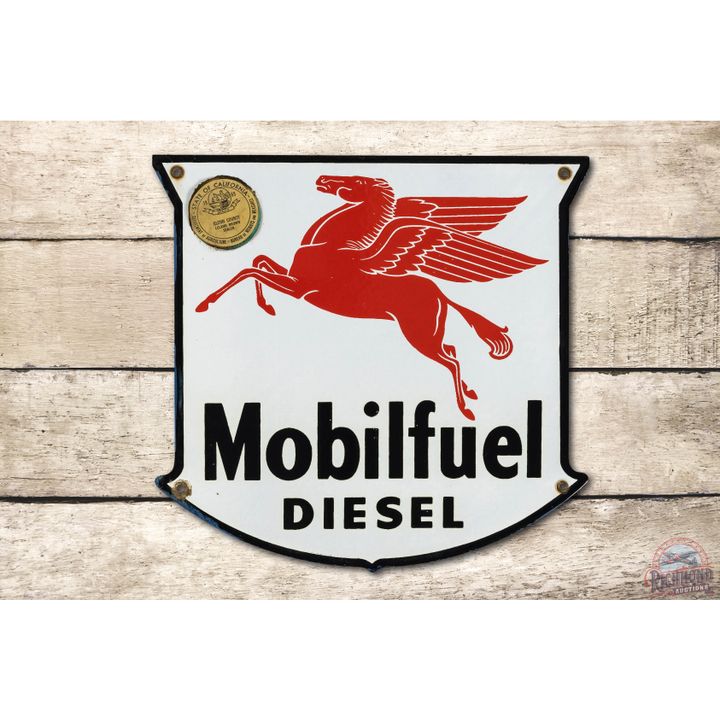 12" Mobilfuel Diesel West Coast Porcelain Pump Plate Sign