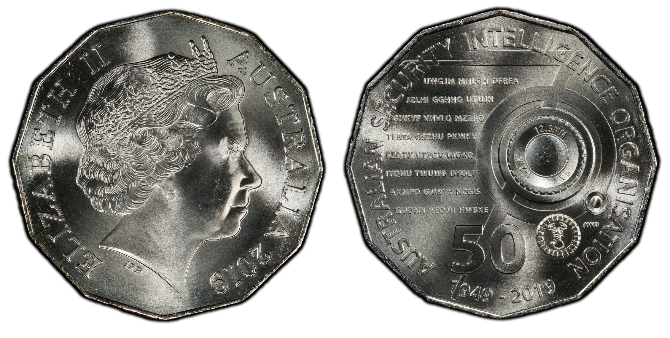 ASIO 70th Anniversary, Fifty Cent, 2019, PCGS MS68