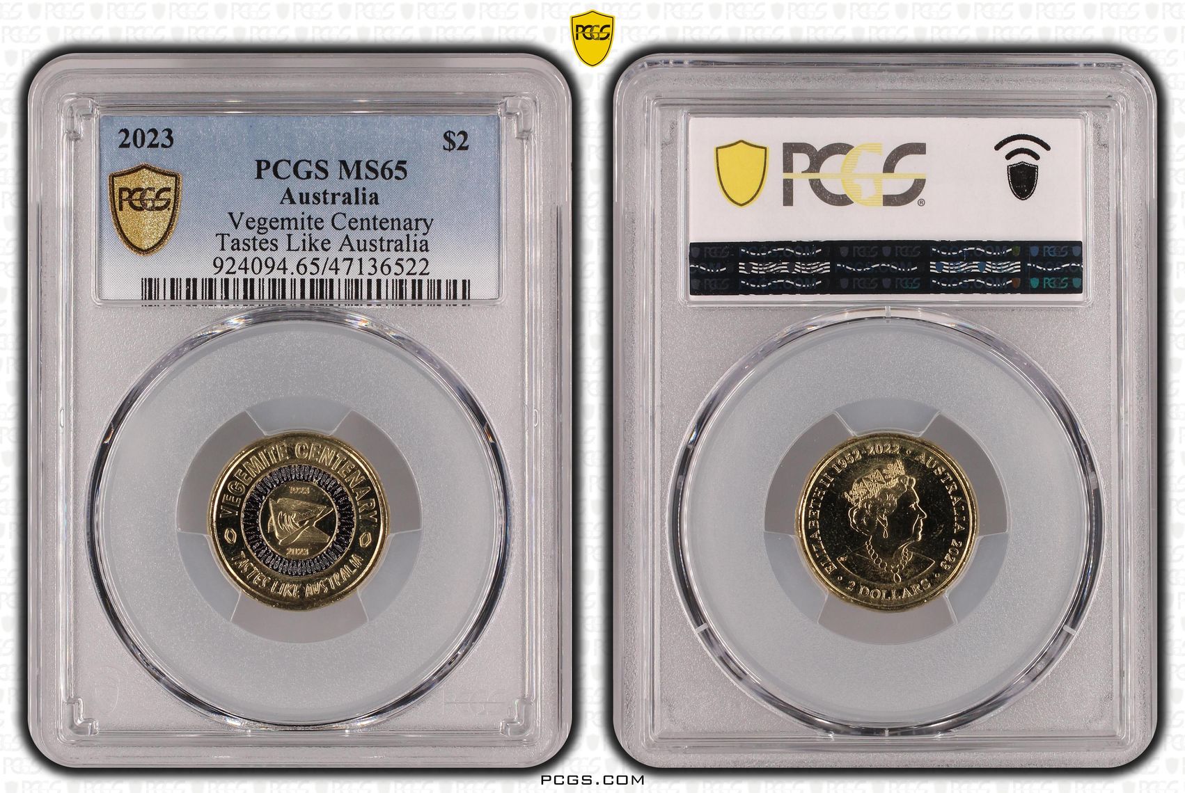 Elizabeth II, Vegemite Centenary, Two Dollar, 2023, PCGS MS65