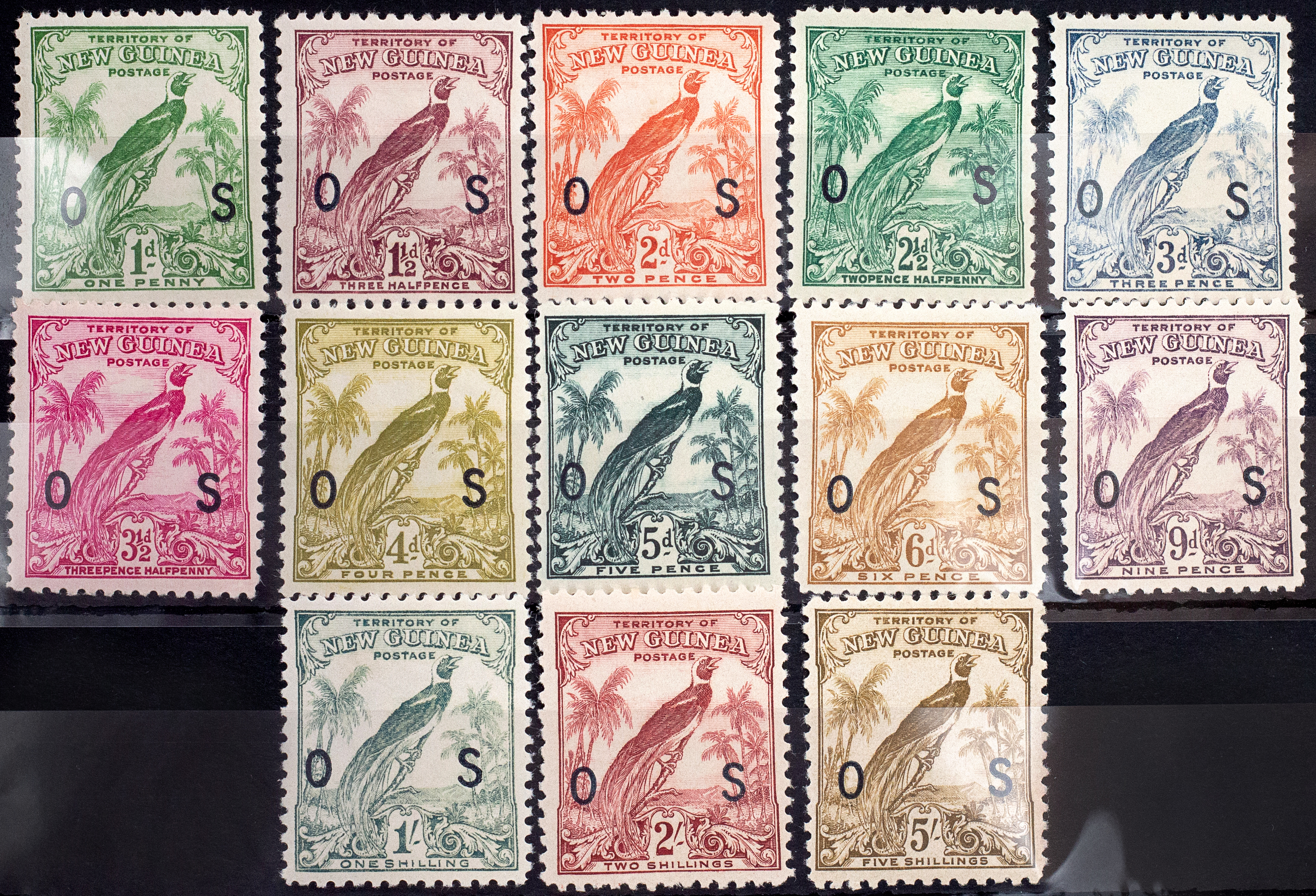 New Guinea, Undated Birds Official Overprint OS, 1932, Fine