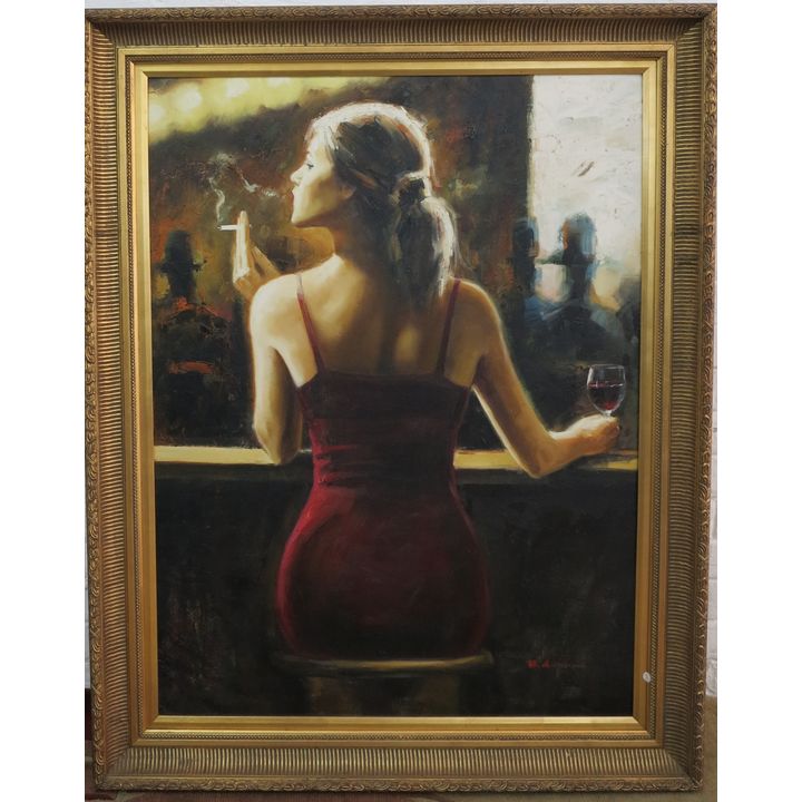 LARGE OIL ON BOARD - SIGNED