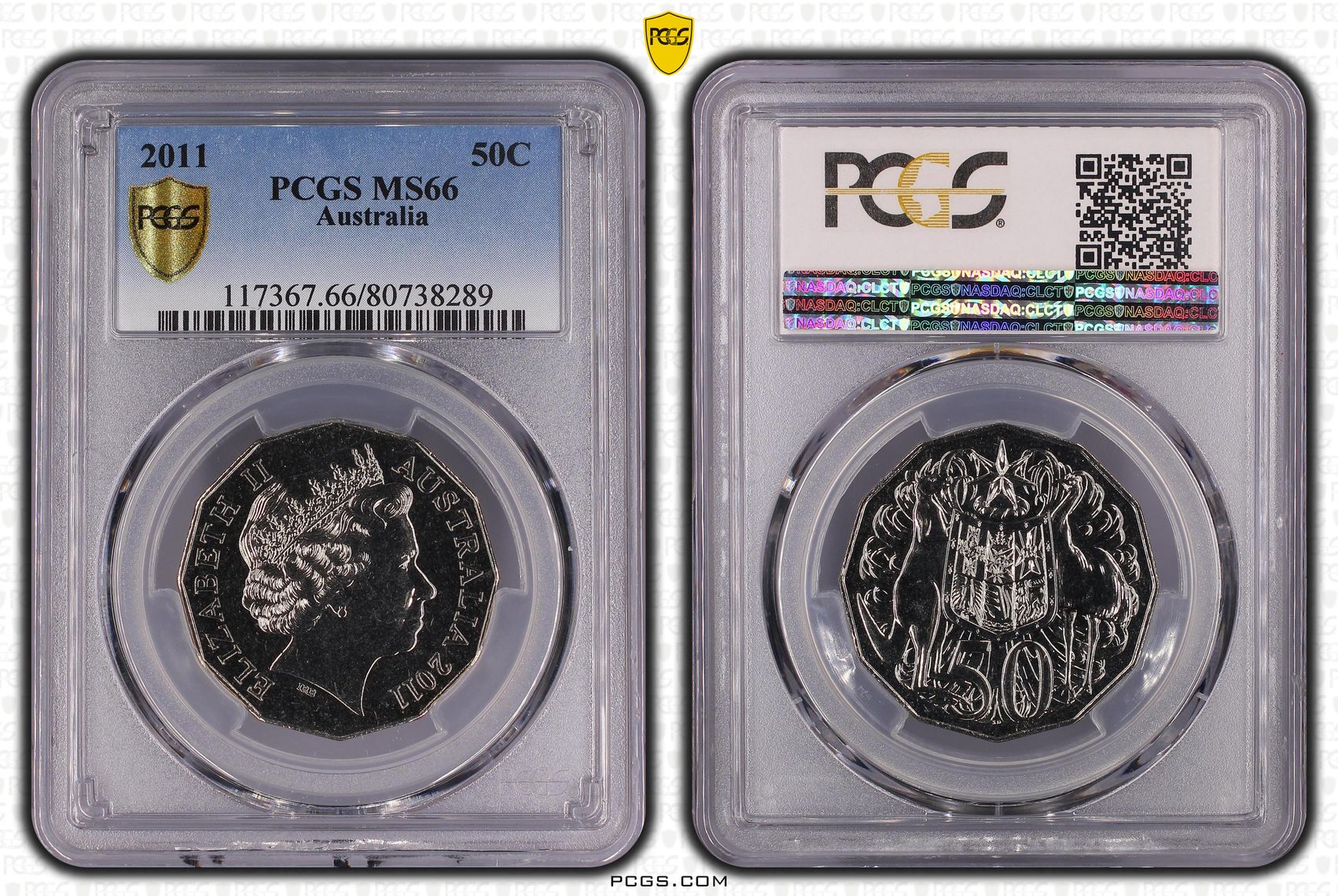 Elizabeth II, , Fifty Cent, 2011, PCGS MS66