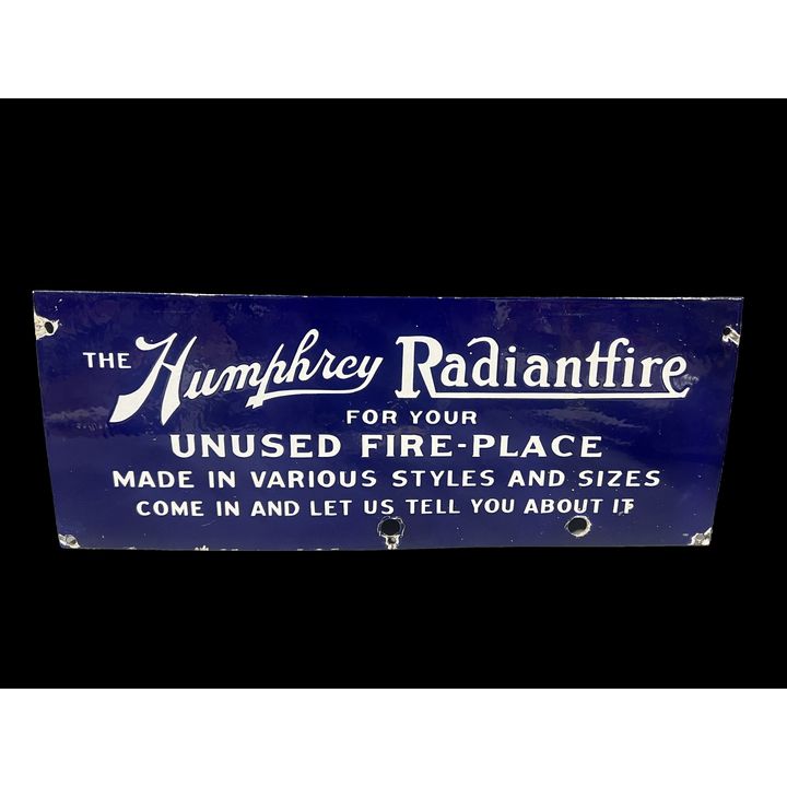 Humphrey Radiantfire Unused Fire Place Porcelain Sign