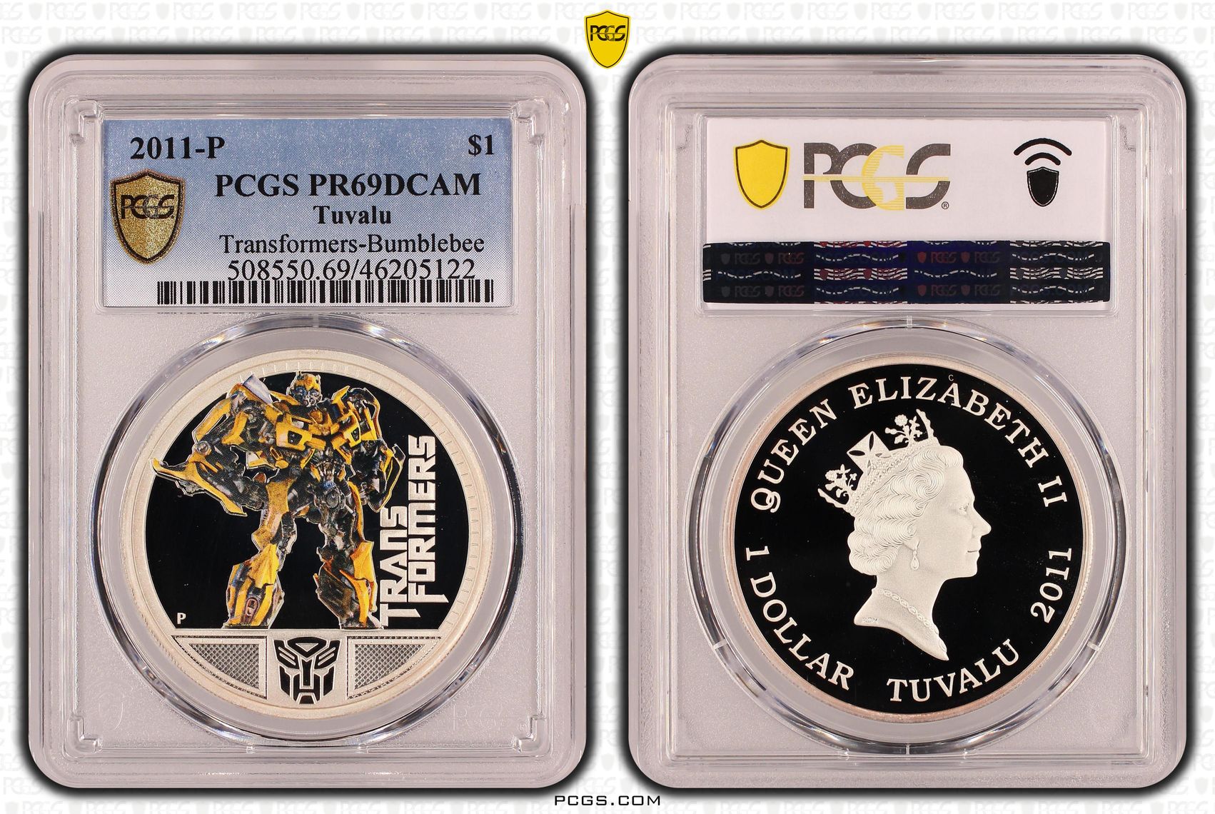81 · Tuvalu, One Dollar, 2011, Transformers - Bumblebee, PCGS - PR69DCAM