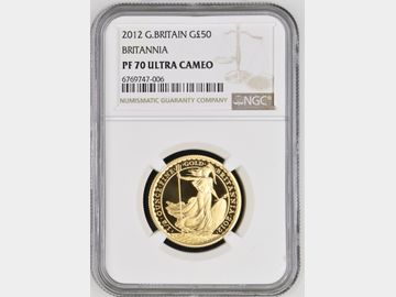 2012 ELIZABETH II BRITANNIA GOLD 1/2oz PROOF 50 POUND PF70 UCAM TOP POP!