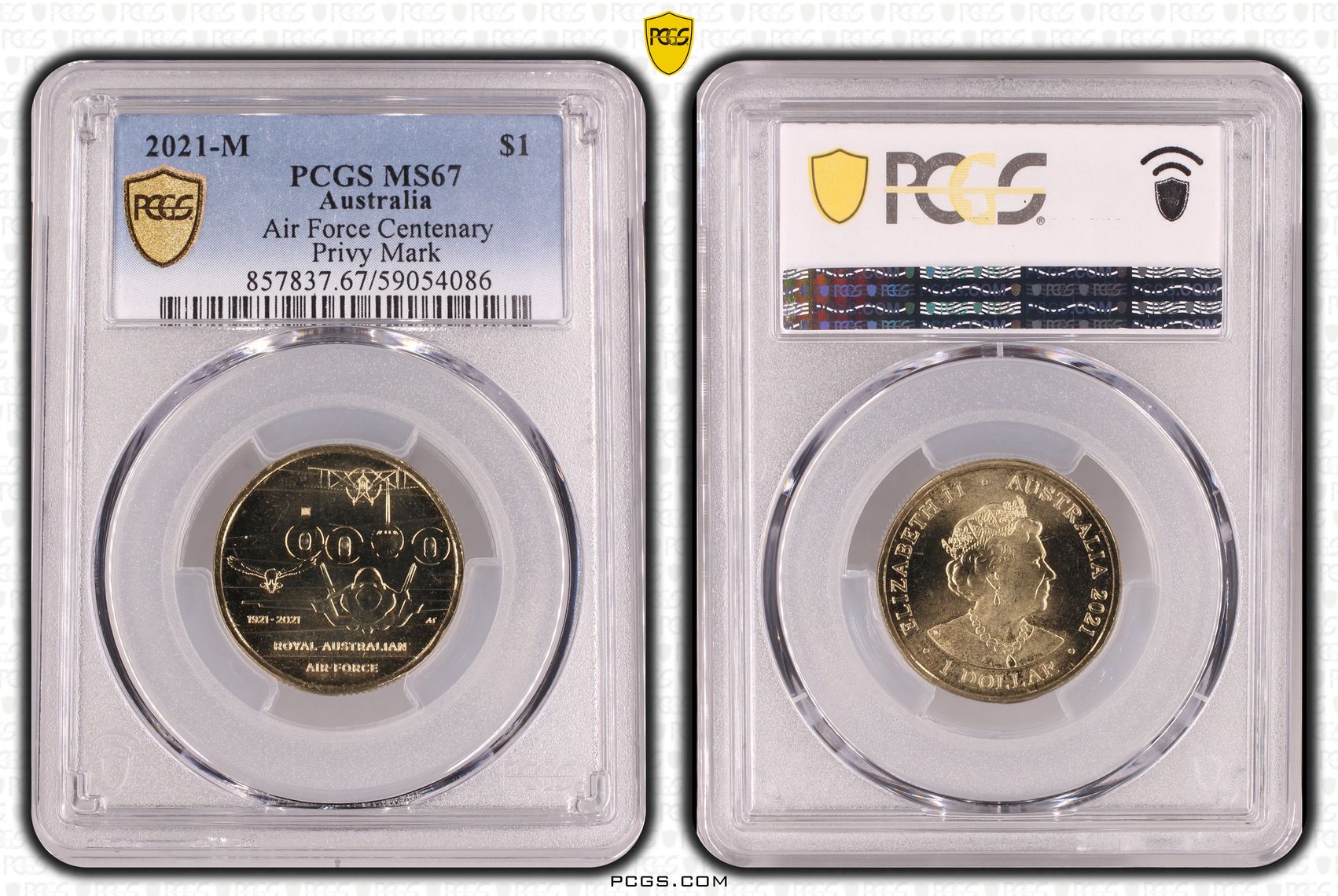 Air Force Centenary Privy Mark, One Dollar, 2021-M, PCGS MS67