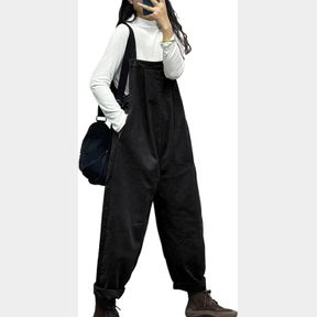 YESNO OVERALLS WOMEN PLUS SIZE LOOSE FIT JUMPSUITS ADJUSTABLE WAIST CASUAL LONG BIB PANTS COTTON ROMPERS WITH POCKETS PQ1