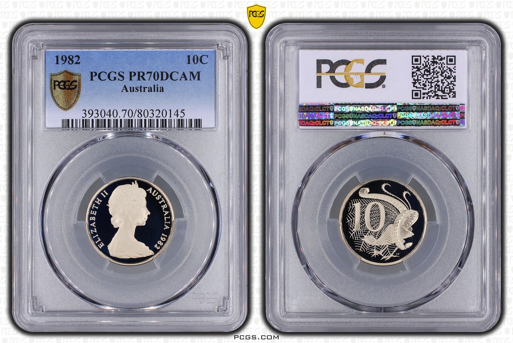 Elizabeth II, Ten Cent, 1982, PCGS PR70DCAM