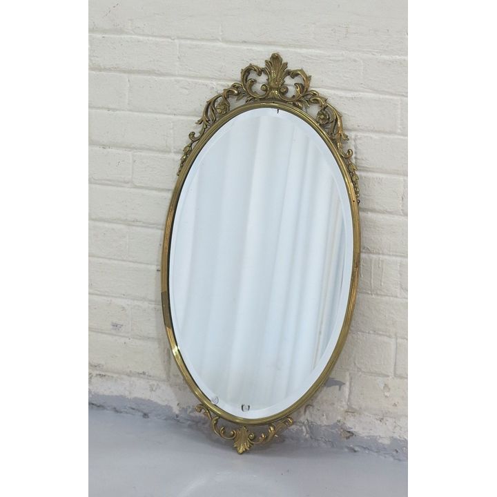 BRASS FRAMED BEVELLED GLASS MIRROR