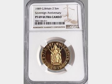 1989 ELIZABETH II 'TUDOR ROSE' PROOF GOLD 2 POUND COIN PF69 UCAM