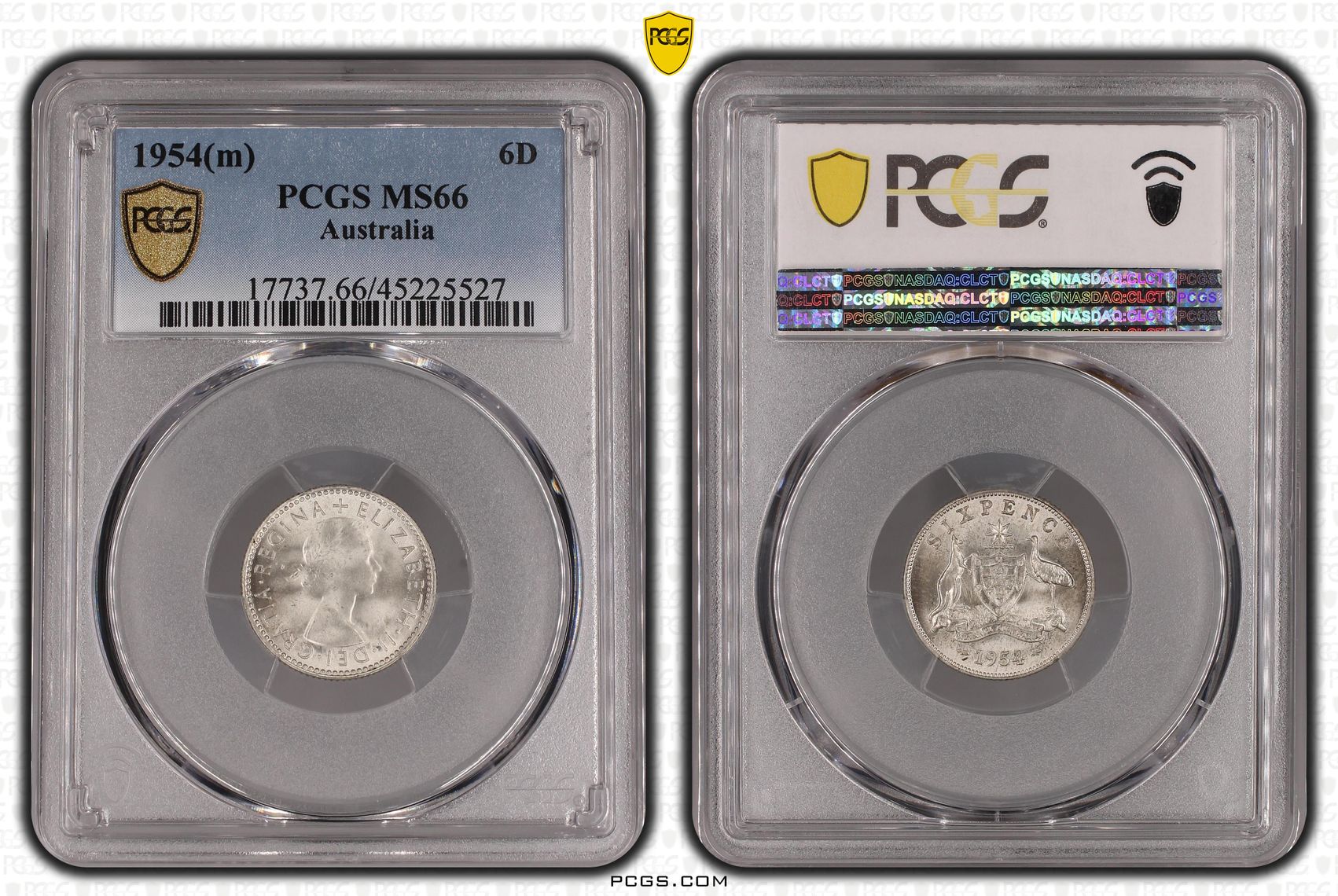 1954(m) Australia Sixpence PCGS - MS66 -527