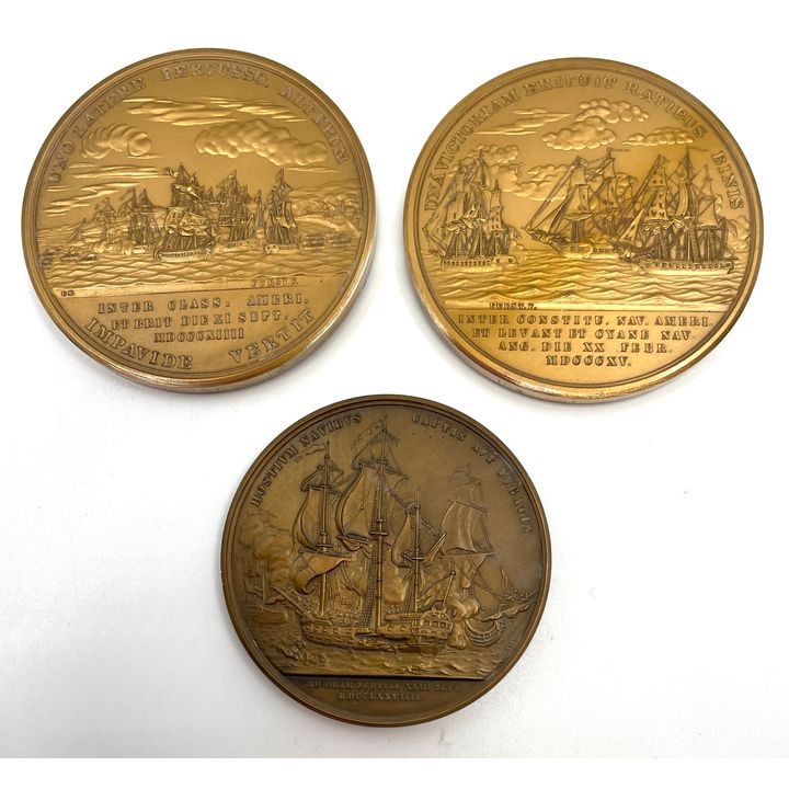 3pc Medallic Art Co. Naval Battles Bronze Medals.