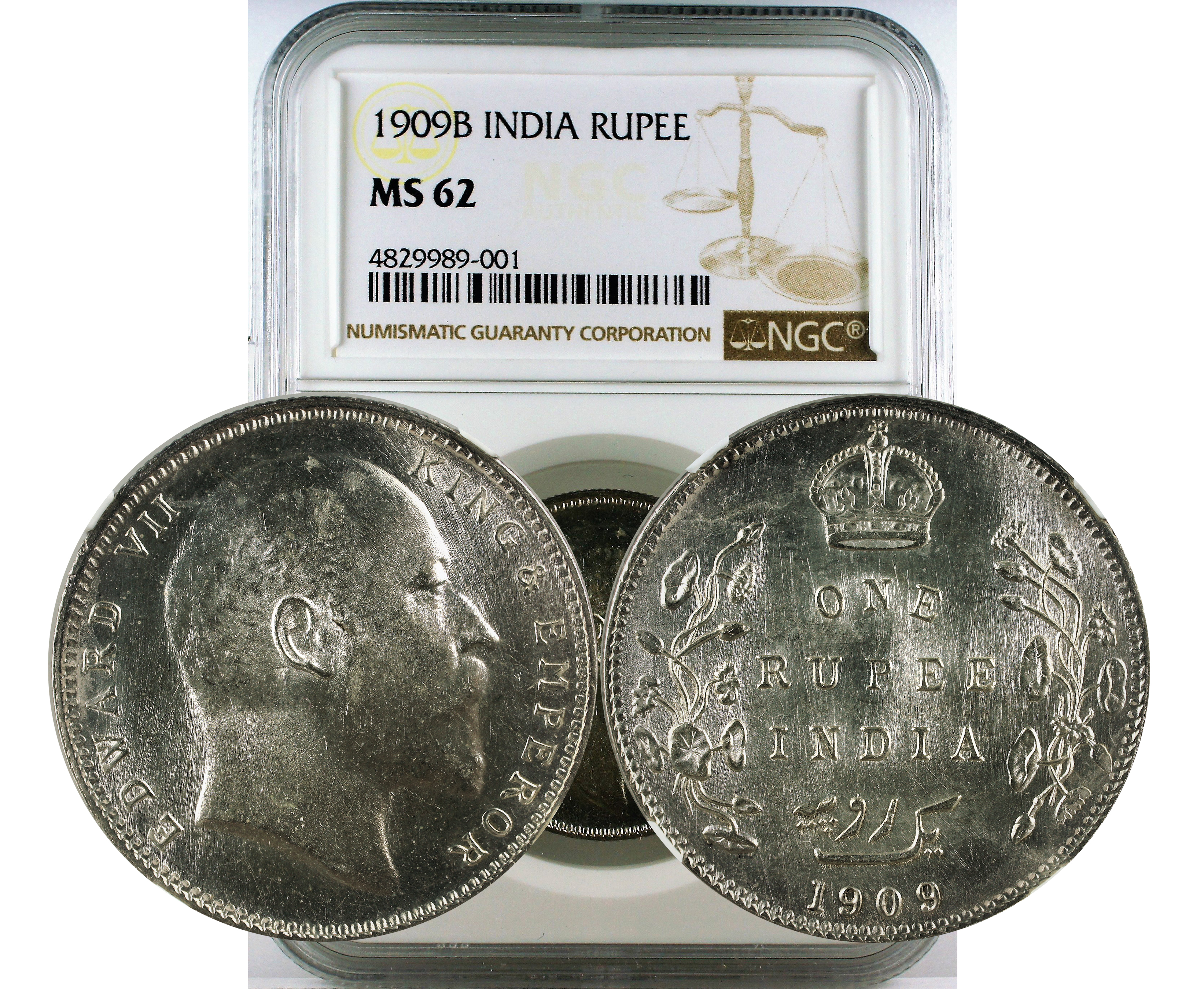 1909B INDIA RUPEE MS 62